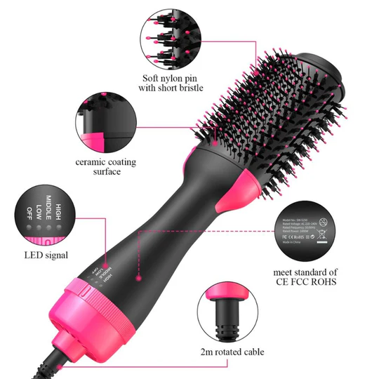2-in-1 Hot Air Brush, Hair Dryer, Straightener & Volumizer Unisex Use One Step Hot Air Brush (Dryer + Styler)