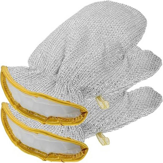 Pack Off 2 Silver Dishwashing Gloves New Hand Protection Steel Wire Cleaning Gloves Anti-scalding Oil-proof Mitten Insulation Wire Dishwashing Pot Washing Gloves