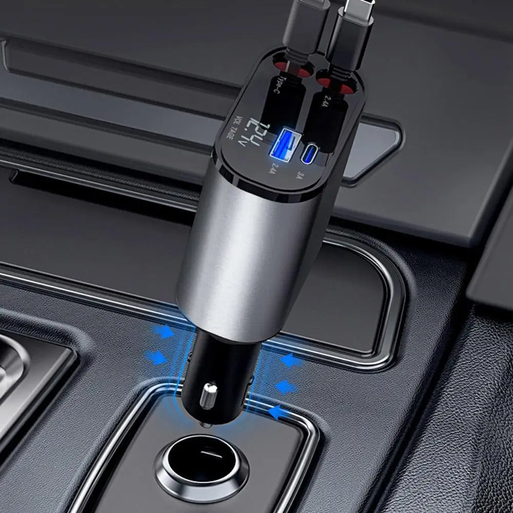 4 IN 1 Car Charger Retractable 66W+20W Super Fast Charging 1 Year Warranty