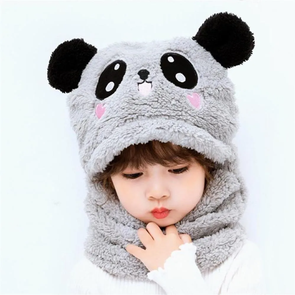 Winter Kids Hats Cute Cartoon Bear Ear Plush Caps Baby Hat