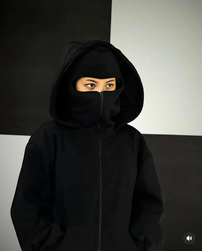 BlACK LAVA NINJA ZIPPER HOODIE
