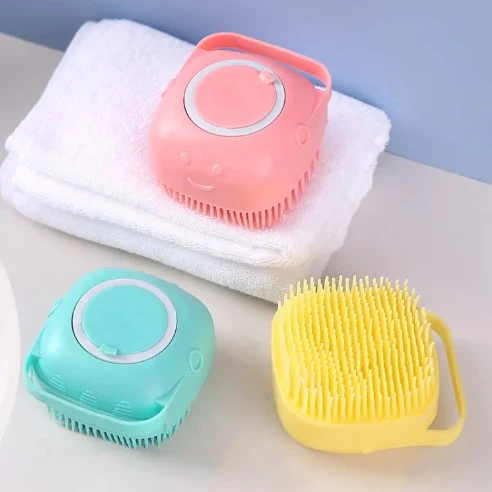 Silicone bath scrubber brush soft hygienic skin cleaning body tool