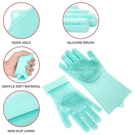 Dishwashing gloves silicone kitchen scrubber