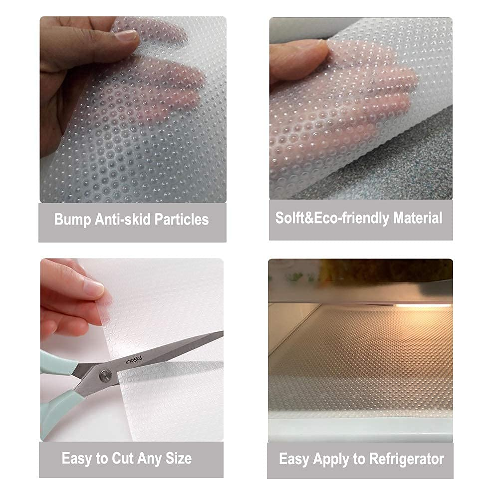 4 PCS Refrigerator Mats, Waterproof Fridge Pads Washable Fridge Mats Liners Mat Shelves Drawer Table Mats