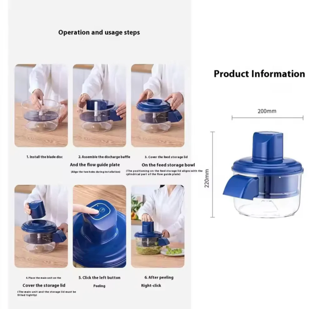 Automatic rechargeable vegetable and fruit peeler portable garlic peeling tool
