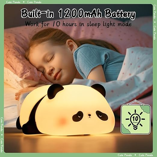 Azelf panda RGB night light, USB rechargeable, eye-care, timer, bedroom gift