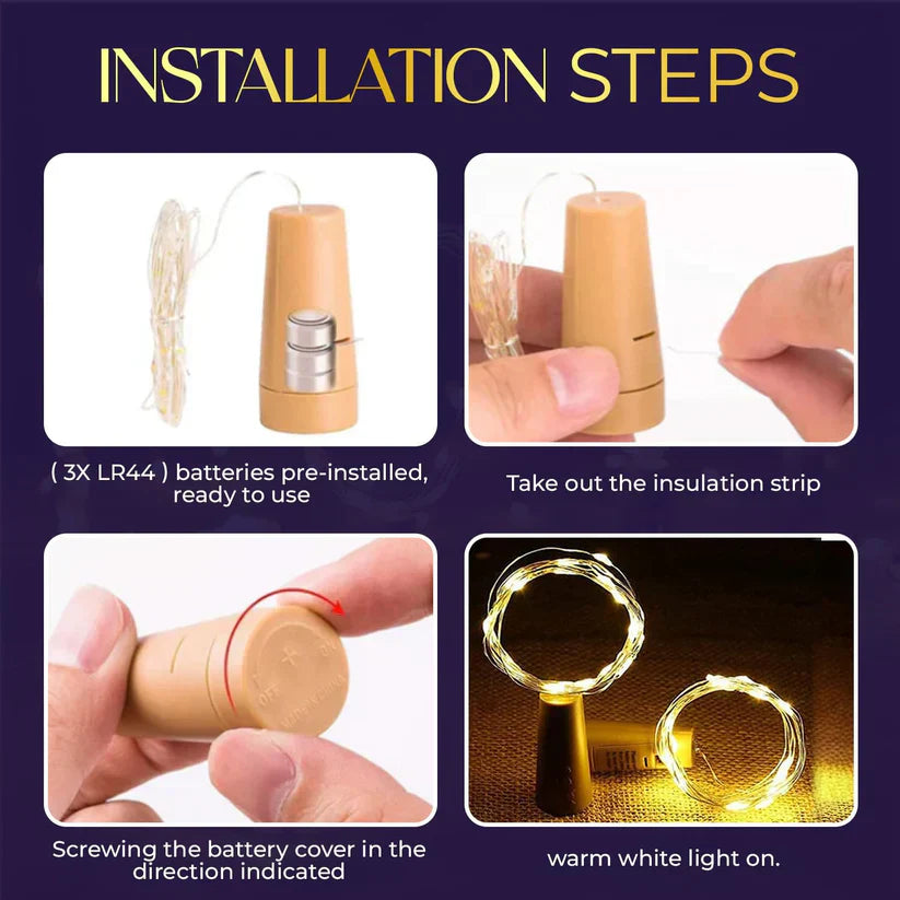 2PCs 20LED 2M Bar LED Wine Bottle Cork String Lights