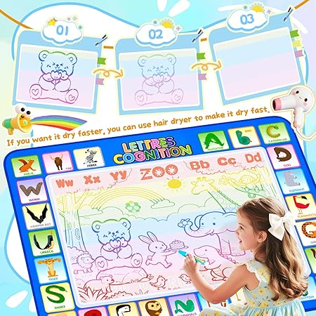 CGBOOM large water doodle mat with pen, stamps, accessories
