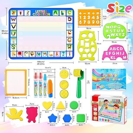 CGBOOM large water doodle mat with pen, stamps, accessories