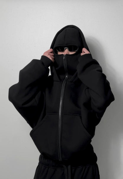 BlACK LAVA NINJA ZIPPER HOODIE