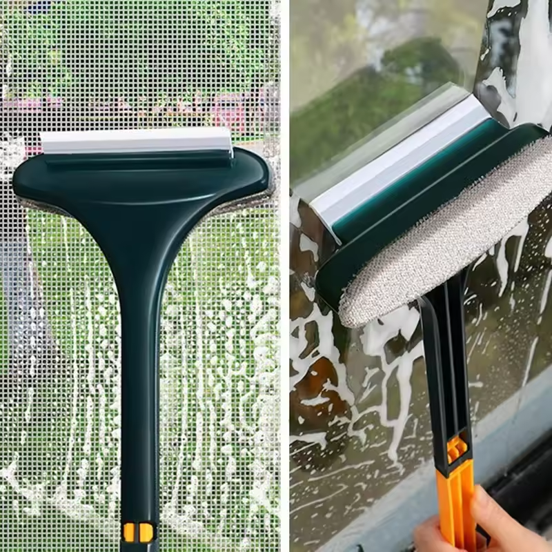 Multifunctional Screen Brush, 2-in-1 Window Cleaning Brush, Retractable Window Cleaning Tool Wet and Dry Glass Cleaning Brush