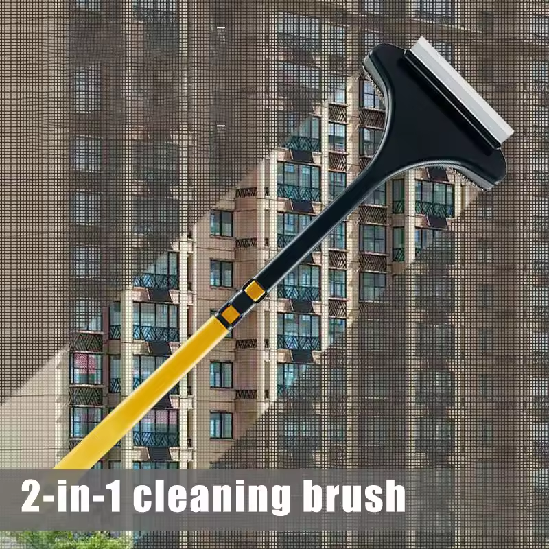Multifunctional Screen Brush, 2-in-1 Window Cleaning Brush, Retractable Window Cleaning Tool Wet and Dry Glass Cleaning Brush