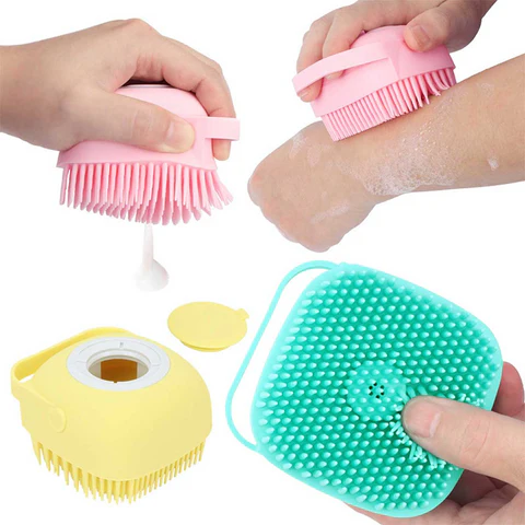 Silicone bath scrubber brush soft hygienic skin cleaning body tool