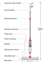 Flat Spray Mop, Reusable Microfiber 360 Degree Floor Cleaning Healthy Spray Mop