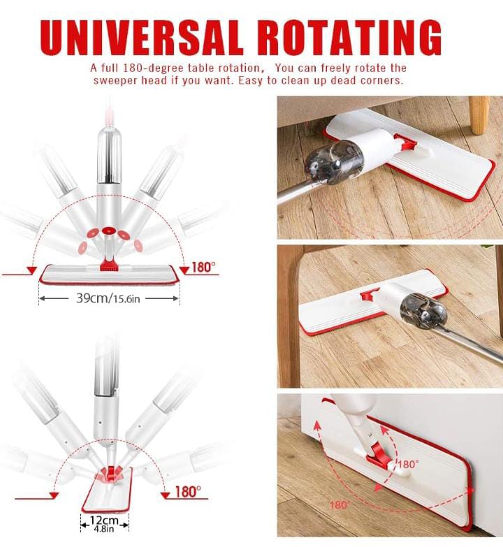 Flat Spray Mop, Reusable Microfiber 360 Degree Floor Cleaning Healthy Spray Mop