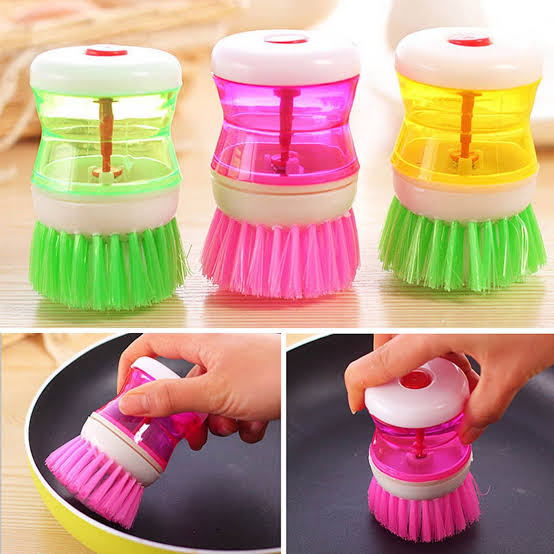 2-in-1 Dishwashing Brush Scrub & Dishsoap Dispenser for Kitchen