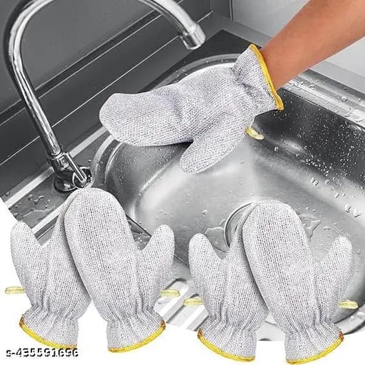 Pack Off 2 Silver Dishwashing Gloves New Hand Protection Steel Wire Cleaning Gloves Anti-scalding Oil-proof Mitten Insulation Wire Dishwashing Pot Washing Gloves