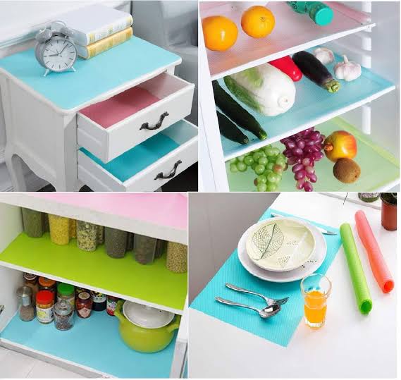 4 PCS Refrigerator Mats, Waterproof Fridge Pads Washable Fridge Mats Liners Mat Shelves Drawer Table Mats