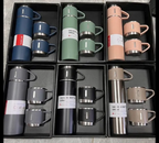 New Shape Vacuum Flask Bottle with 3 Cups and Gift Box
