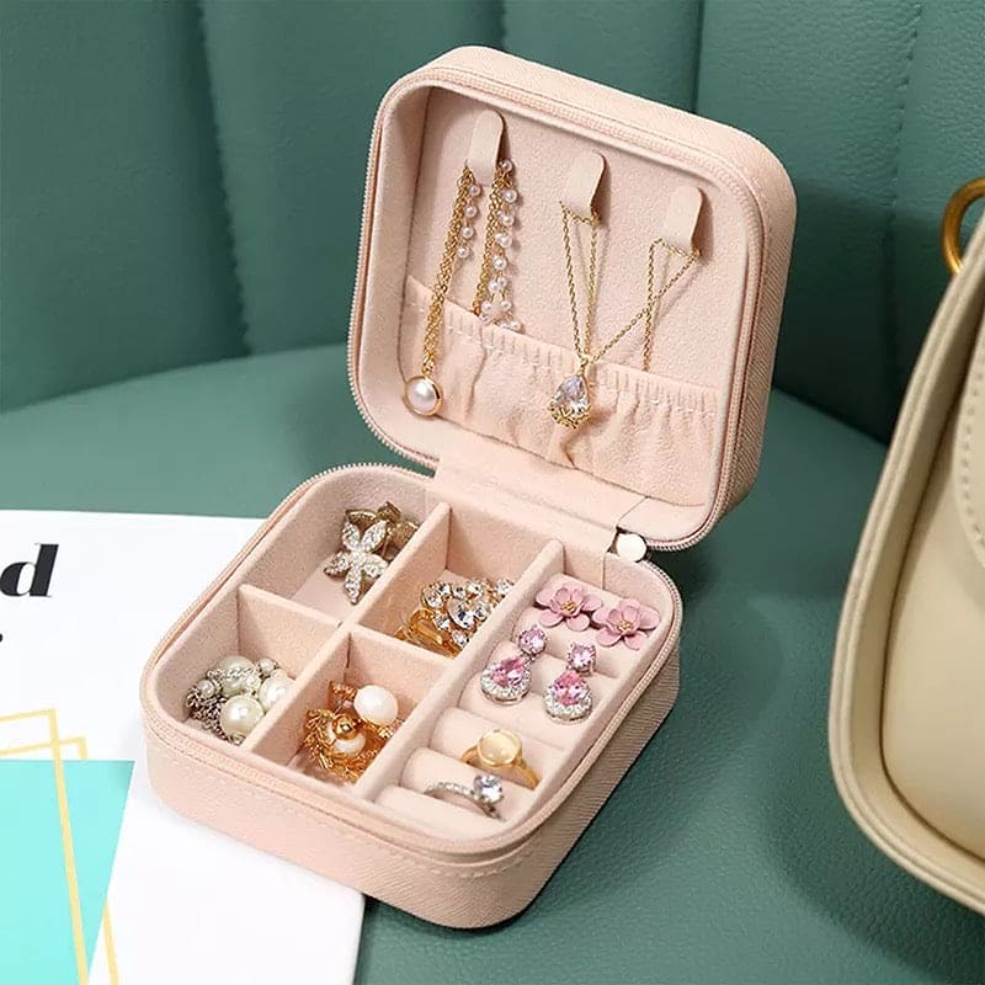 ini leather square jewelry box, luxury compact cosmetic storage case