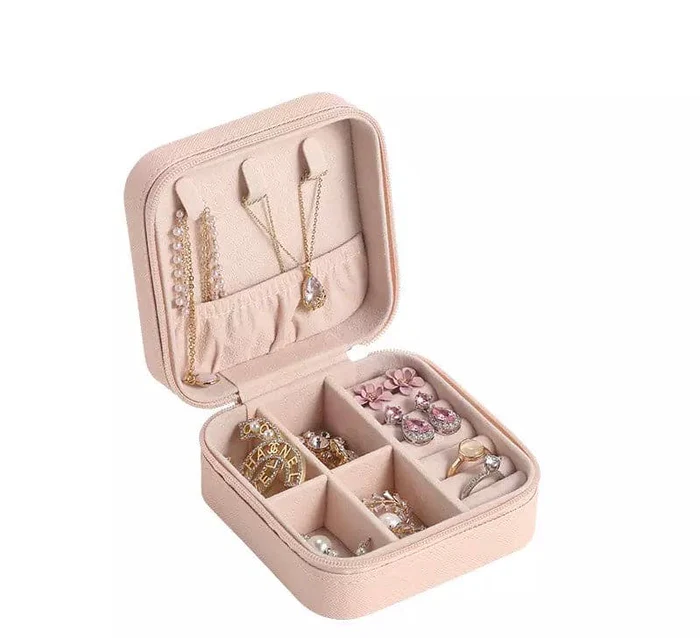 ini leather square jewelry box, luxury compact cosmetic storage case