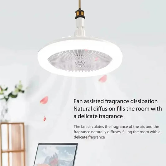 2-in-1 Ceiling Fan Light, 3-Speed Adjustable E27 Base, Infinitely Dimmable for Living Room, Bedroom, Study, LED Decorative Light