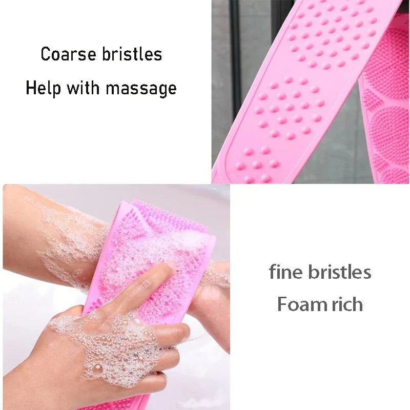 Bath Brush Exfoliating Shower Body Scrubber Silicone Massage Strap Cleaning Belt Bathroom Accessories