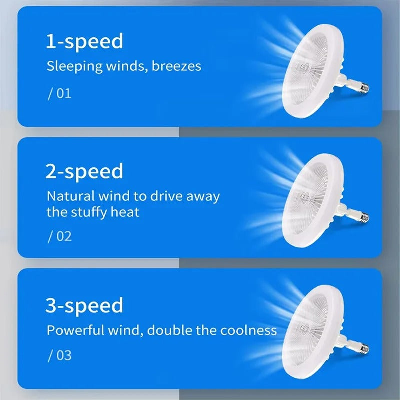 2-in-1 Ceiling Fan Light, 3-Speed Adjustable E27 Base, Infinitely Dimmable for Living Room, Bedroom, Study, LED Decorative Light