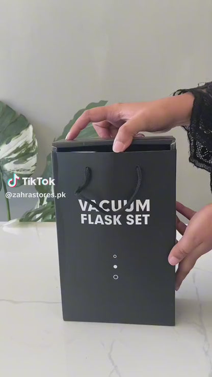 New Shape Vacuum Flask Bottle with 3 Cups and Gift Box