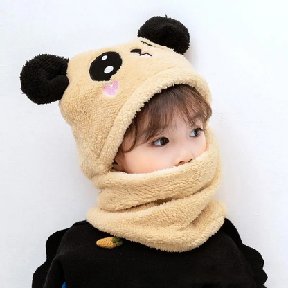 Winter Kids Hats Cute Cartoon Bear Ear Plush Caps Baby Hat