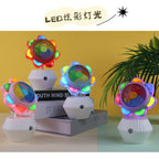Colorful spray with LED light sunflower fan USB charging three-speed speed adjustment